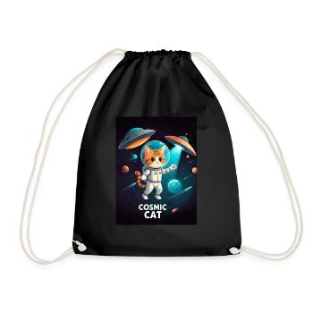 Chat cosmique – Chat astronaute de l’espace - Sac de sport léger - noir - Devant