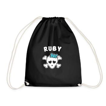Piratin Ruby Design für Mädchen und Frauen - Turnbeutel - Schwarz - Vorne