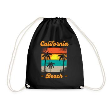 California Beach Sunset - Vintage Surf T-Shirt - Turnbeutel - Schwarz - Vorne