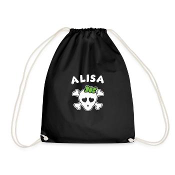 Pirate Alisa Design for Girls and Women - Drawstring Bag - black - Front