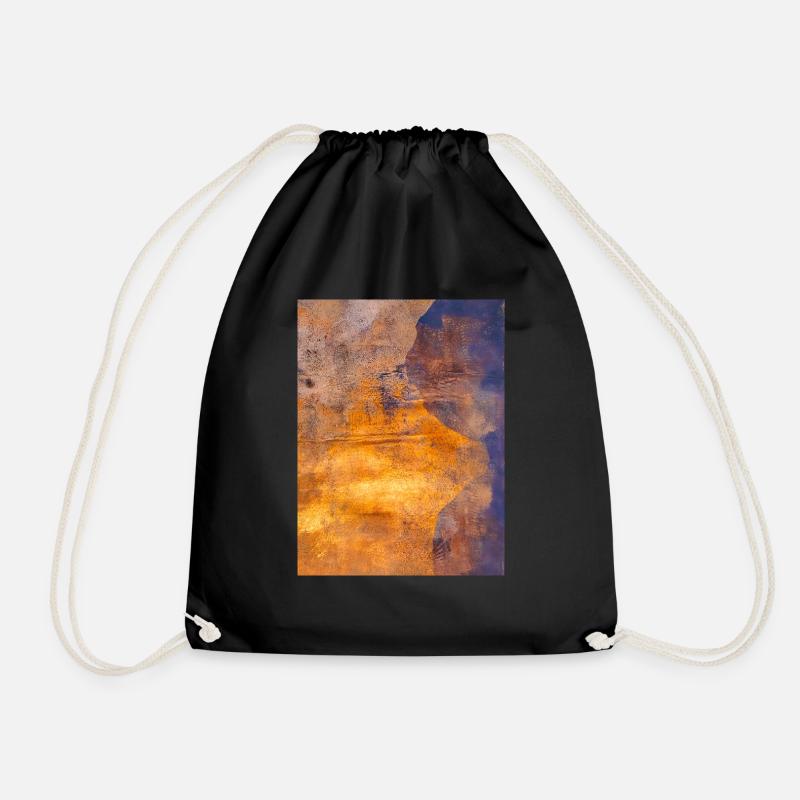 gold Kunstdruck Gelli Print abstrakte Kunst - Turnbeutel - Schwarz