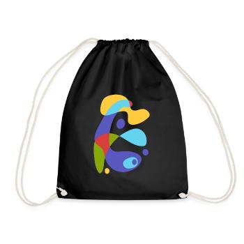 vintage abstract creature - Drawstring Bag - black - Front