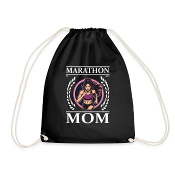 Marathon Mom – Mother and 42.195 km of pure will! - Drawstring Bag - black - Front