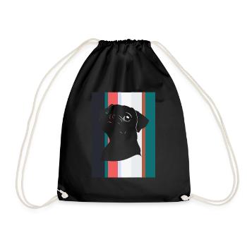 Mops Hund Fell - Turnbeutel - Schwarz - Vorne