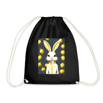 Citrus Bunny, Lemon Pop Glow - Drawstring Bag - black - Front