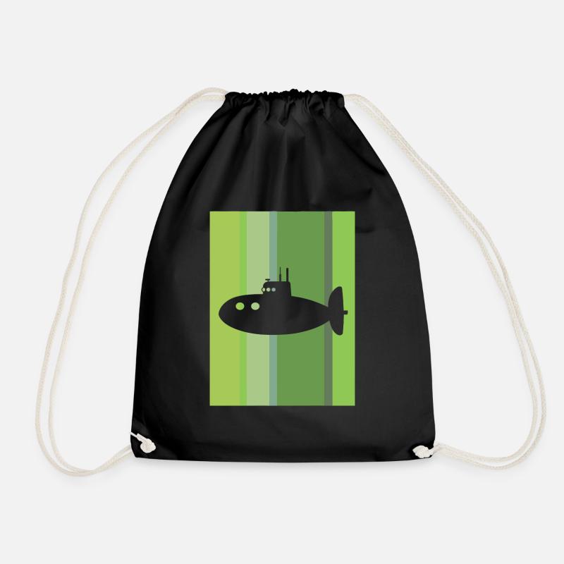 Ship Warship - Drawstring Bag - black