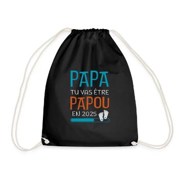 Papa Tu Vas Être Papou en 2025 Futur GrandPère - Sac de sport léger - noir - Devant