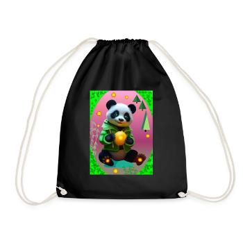 Futuristischer Panda - Turnbeutel - Schwarz - Vorne