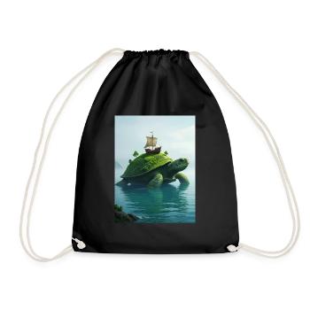Aspidochelone, medieval sea turtle of European myt - Drawstring Bag - black - Front