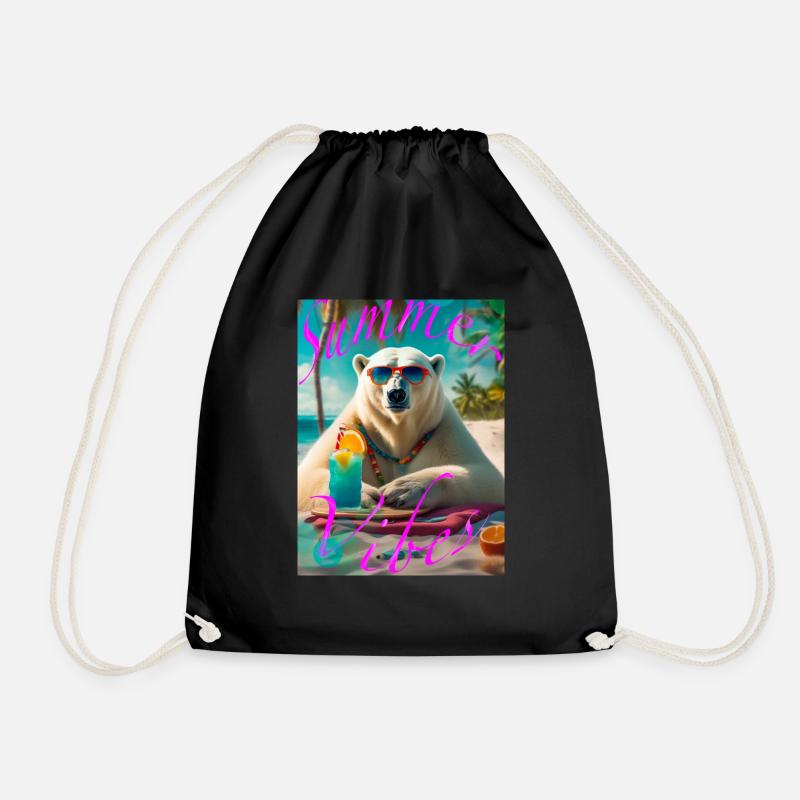 Summer vibes - Drawstring Bag - black