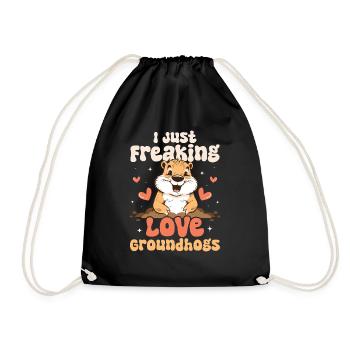 I Just Freaking Love Groundhogs Animal Rodent - Drawstring Bag - black - Front