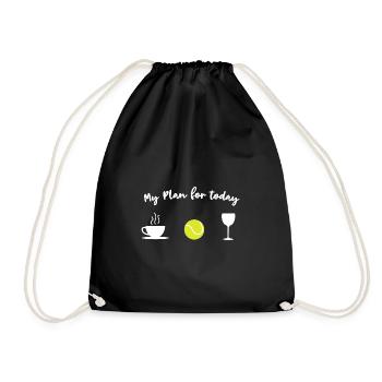 Tennis training l daily schedule - coffee tennis wine - Drawstring Bag - black - Front