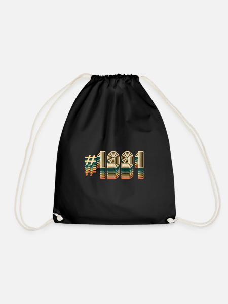 31 Birthday Vintage 1991 - Drawstring Bag - black