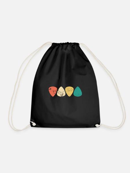 Vintage plectrum - guitar bassist bass guitar - Drawstring Bag - black