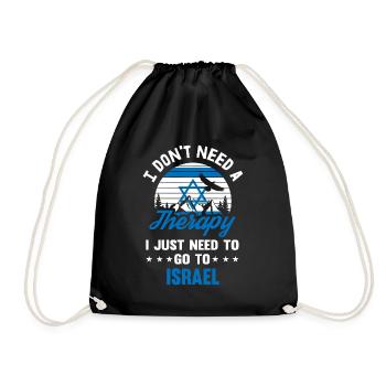 Therapy Israel Banner Flag Retro Gift - Drawstring Bag - black - Front