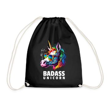 Badass unicorn licorne drôle coloré thug - Sac de sport léger - noir - Devant