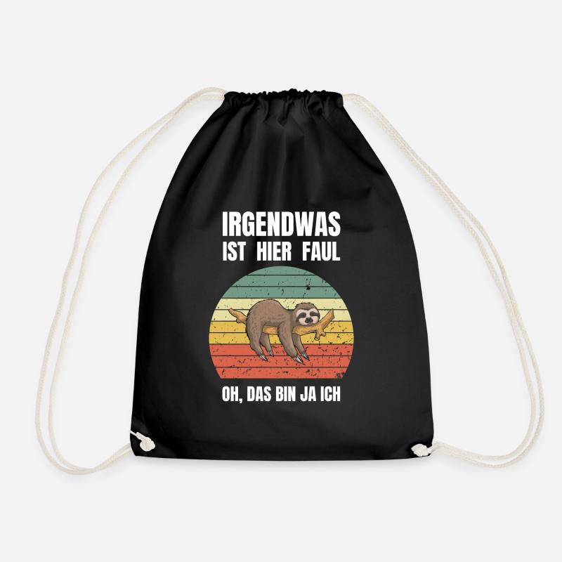 Retro Faultier Lustig Geschenk - Turnbeutel - Schwarz