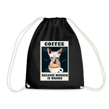 Coffee, because murder is wrong - angry cat - Turnbeutel - Schwarz - Vorne