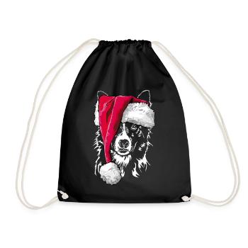 BORDER COLLIE Christmas Beanie Wilsign's Gift - Drawstring Bag - black - Front