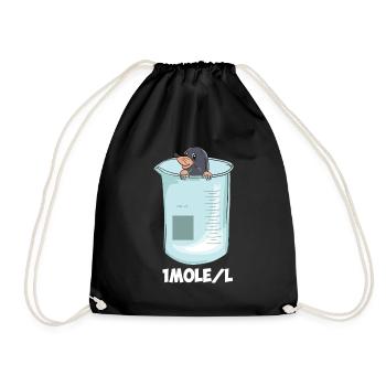 1 mole / liter chemistry laboratory chemist nerd geek mol - Drawstring Bag - black - Front