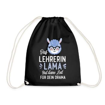 Lehrerin Lama Spruch Lustige Geschenkidee - Turnbeutel - Schwarz - Vorne