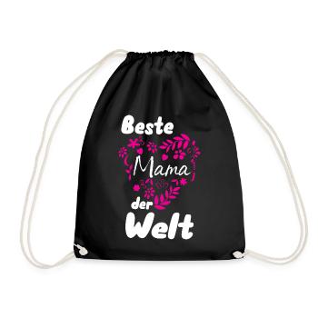 Beste Mama der Welt. Herz - Turnbeutel - Schwarz - Vorne