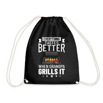 Opa Grillen BBQ Grill Griller Großvater Opi - Turnbeutel - Schwarz - Vorne