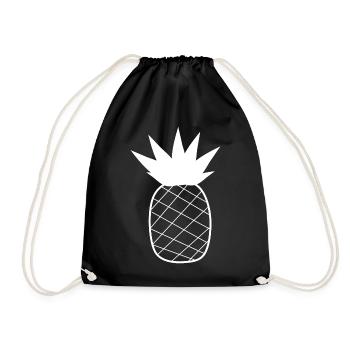 Ananas weiß Sommer Urlaub Geschenk Geschenkidee - Turnbeutel - Schwarz - Vorne