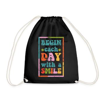 Motivierender T-Shirt Smile Day Grunge Effekt - Turnbeutel - Schwarz - Vorne
