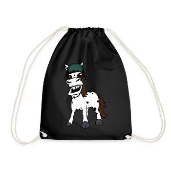 Funny Horse Gaul Army Horse Safety Helmet Soldier - Drawstring Bag - black - Front