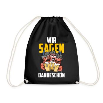Dankeschön, Brüder, Bier, Spruch, Cartoon, Lustig - Turnbeutel - Schwarz - Vorne