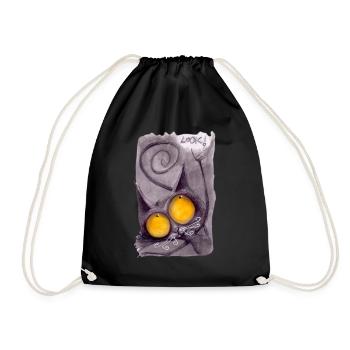 Serial Cat 04 - Drawstring Bag - black - Front