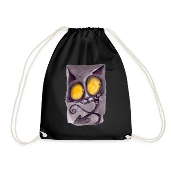 Serial Cat 11 - Drawstring Bag - black - Front