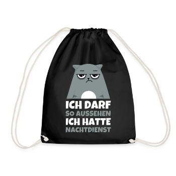Nachtschicht, Schichtdienst, Nachtdienst, Funshirt - Turnbeutel - Schwarz - Vorne