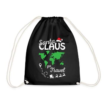 Santa Claus Go Travel Merry Christmas - Drawstring Bag - black - Front