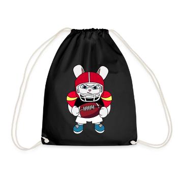 American Football Kids Rabbit I Funny Animals | S - Drawstring Bag - black - Front