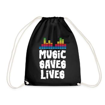 Music Saves Lives - Turnbeutel - Schwarz - Vorne