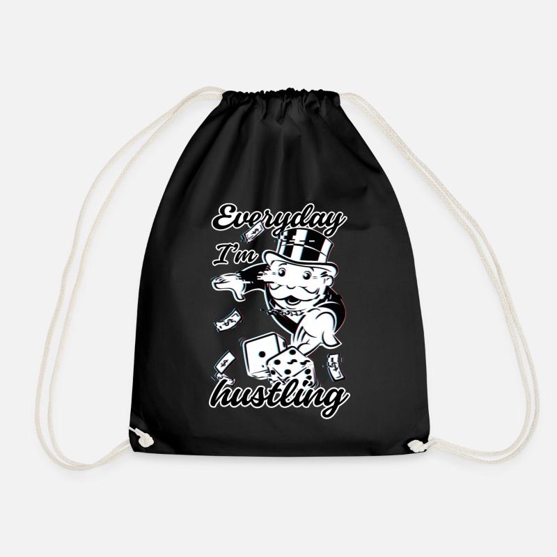 Monopoly Everyday I'm Hustling 3D Play Dice - Drawstring Bag - black