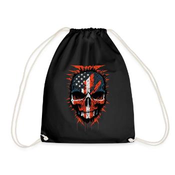 American Flag Skull - Turnbeutel - Schwarz - Vorne
