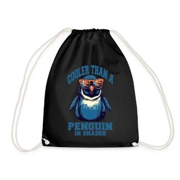 Cool penguin with sunglasses - Drawstring Bag - black - Front