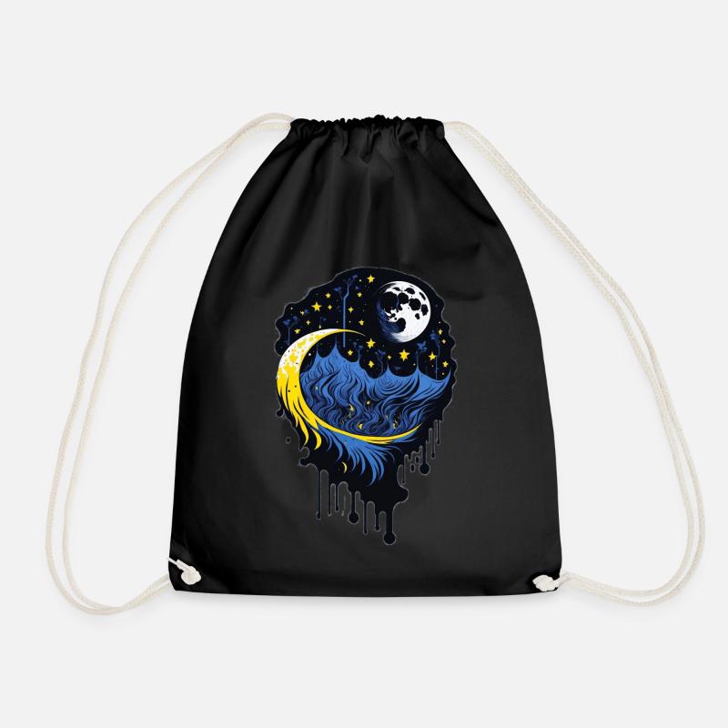 Moon and Stars - Turnbeutel - Schwarz