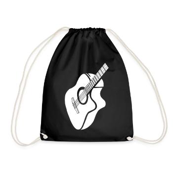 weiße Gitarre - Turnbeutel - Schwarz - Vorne