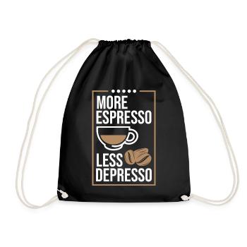 More Espresso, Kaffee, Coffee, Latte, Geschenkidee - Turnbeutel - Schwarz - Vorne