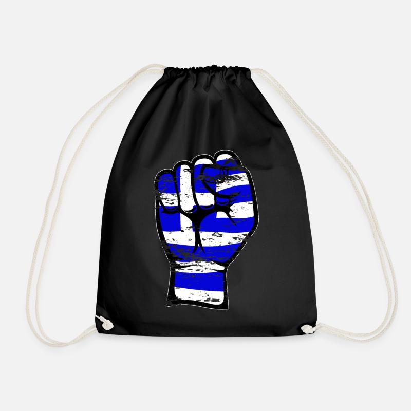 Griechenland Flagge Faust Hand Symbol used - Turnbeutel - Schwarz
