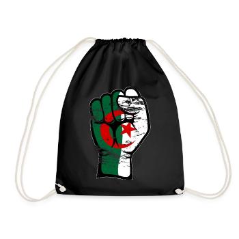 Algerien Flagge Faust Hand Symbol used - Turnbeutel - Schwarz - Vorne