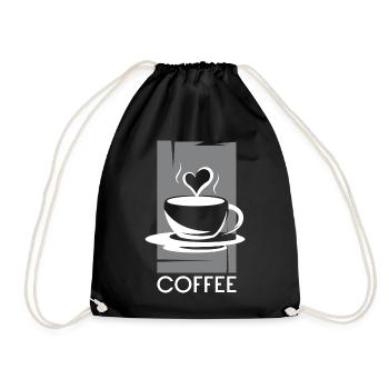 Cafe Coffee Symbol Illustration Logo Bar Graphic - Drawstring Bag - black - Front