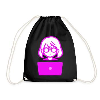 Woman with Computer Programmer Coder - Drawstring Bag - black - Front