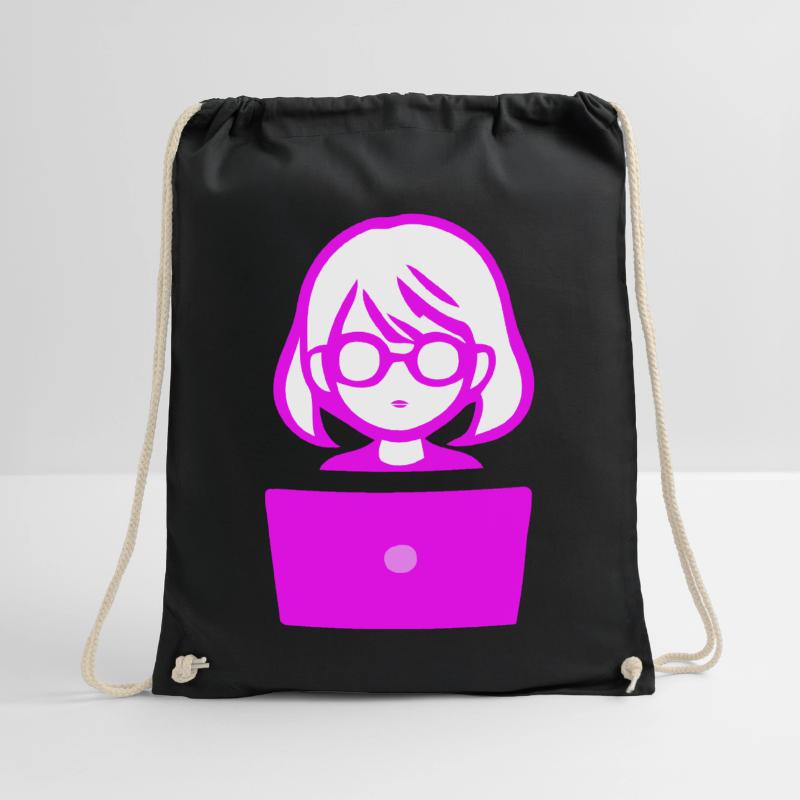 Frau mit Computer Programmierer Coder Turnbeutel