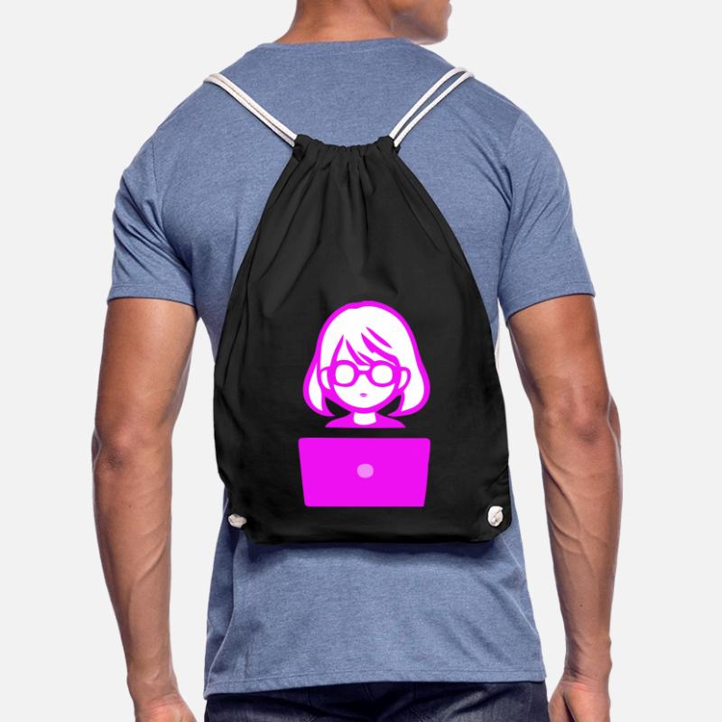 Frau mit Computer Programmierer Coder Turnbeutel