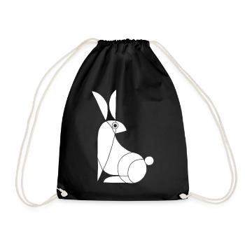 Funny White Rabbit - Drawstring Bag - black - Front